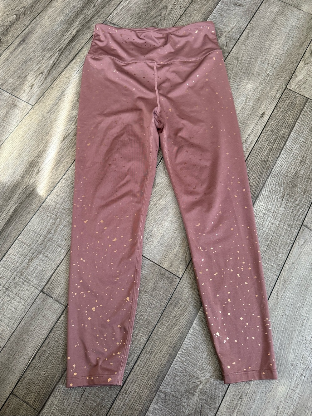 Nine West Mauve Pink Leggings with Metallic Gold Speckle